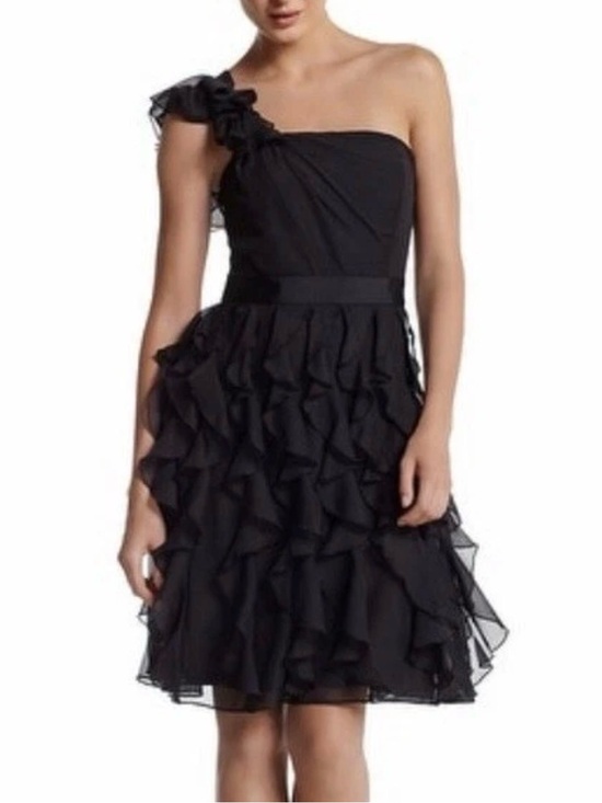 White House Black Market Dresses & Skirts - White House Black Market Black One-Shoulder Ruffle Cocktail Dress